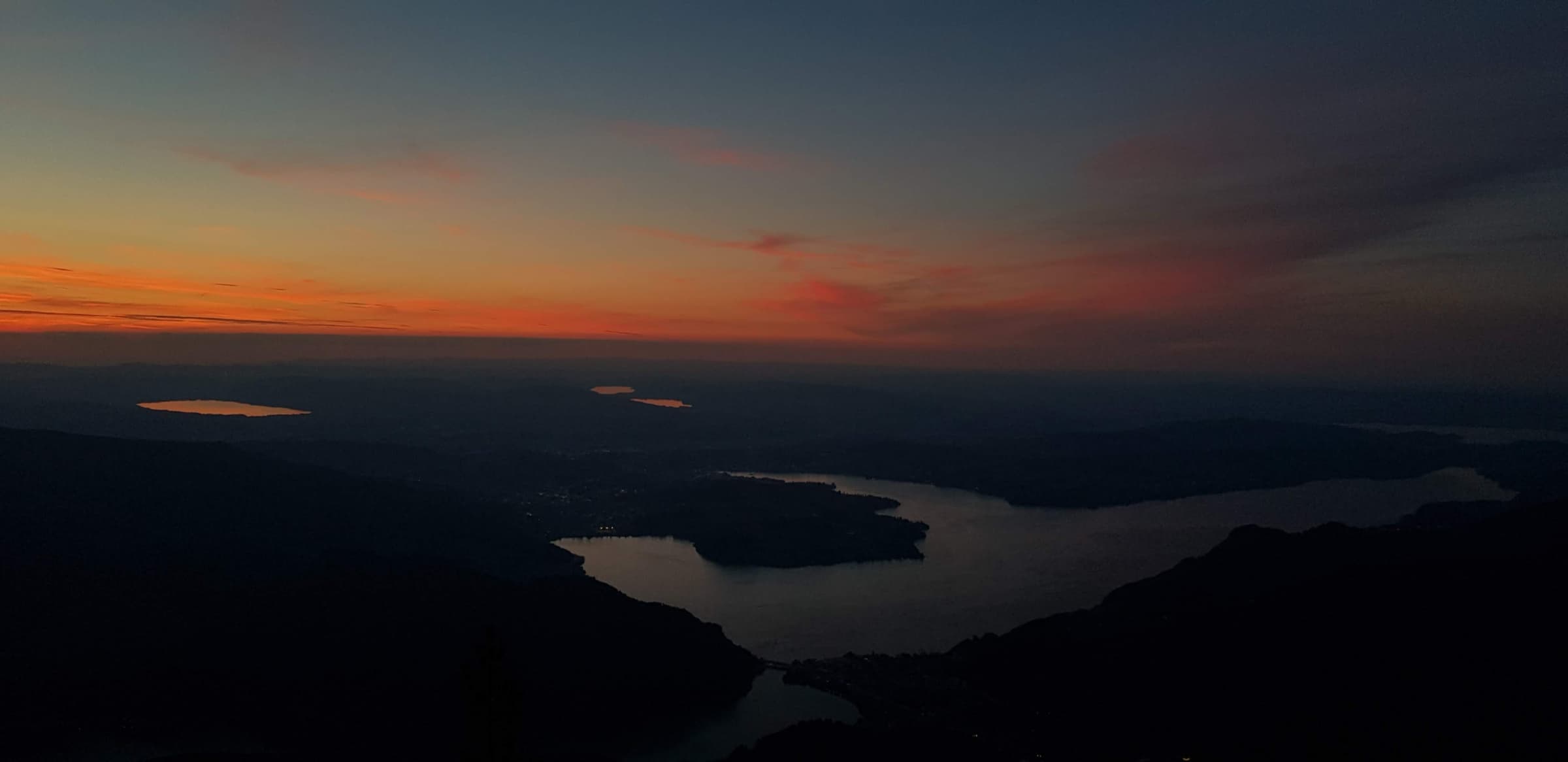 Panoramic twilight over Lake Lucerne and the Swiss Alps from Bürgenstock