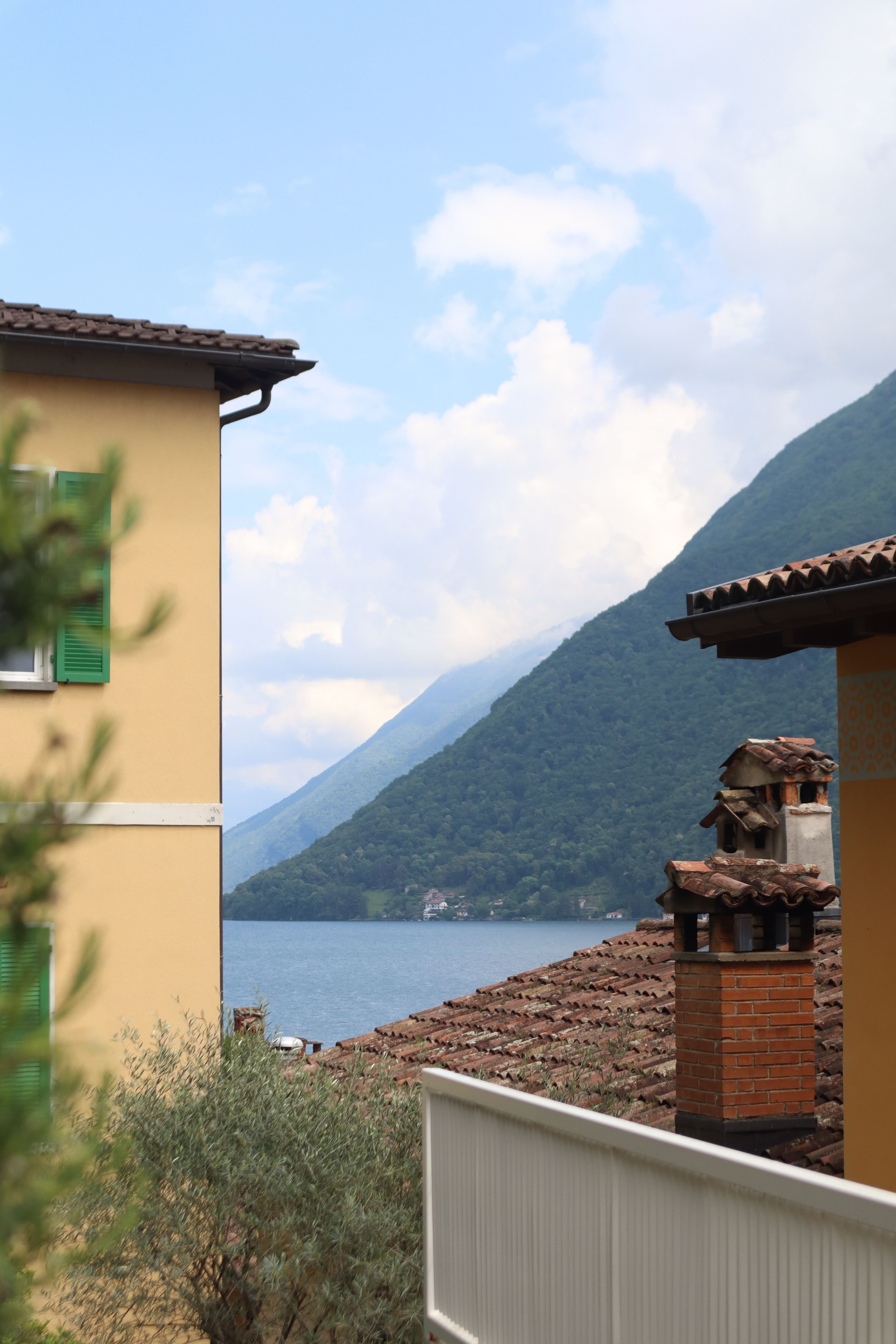 Village on top of green mountain in Ticino